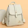 Mochila feminina transfronteiriça 2026 nova versão coreana simples e estilosa mochila feminina para o dia a dia versátil de grande capacidade bolsa casual
