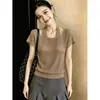 Elegante Top de Punto Blanco para Mujer Diseño Verano 2026 Calado Elegante Manga Corta Temperamento Suave Top Versátil
