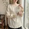 Nueva camisa de manga larga estilo mariposa china para mujer, nuevo modelo de verano, estilo nacional, protector solar, jacquard, camisa básica suelta y simple