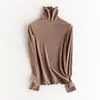 Suéter de capa base de lana auto-calentable con cuello alto apilado, suéter liso simple, nuevo top ajustado adelgazante de otoño e invierno