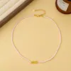 Conjunto Elegante de Pulseira e Colar com Símbolo do Infinito em Pérolas Swarovski Rosa Claro Estilo Francês com Design de Luxo Leve