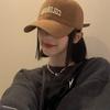 Gorra de béisbol con la letra r para mujer, de caña suave, grande, con la cara visible, estilo japonés, ala ancha y color vino tinto.