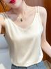 Camisola Feminina Interna Solta Roupa Externa Preta Sem Mangas Primavera e Verão Pequeno Terno Mulberry Silk Base Shirt