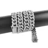 Pulsera de Cadena Cubana de Aleación Europea y Americana con Diamantes 13 mm Totalmente Diamantada Estilo Antiguo Estilo Hip-Hop Collar Chapado en Oro para Hombres y Mujeres