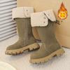 Botas de Menina 2025 Inverno Nova Moda Forradas com Lã Quentes Botas de Neve Moda Menina Antiderrapantes Botas Altas Estudante
