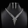 Colar de Zircônia de Luxo Leve Transfronteiriço para Mulheres, Conjunto de Joias com Brincos de Franja Gota d'Água, Colar Minimalista Drop Shipping