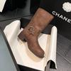 Botas de Cowboy Ocidentais 2023 Novo Estilo Britânico Retrô Versátil Fivela de Metal Meia-Canela Botas Curtas Martin Estilo Doce Cool