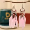 2026 Tus Pendientes Casuales de Plumas Tixi Estilo Étnico Retro Personalizado Accesorios de Cristal Joyería de Yunnan Al por Mayor