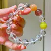 Pulseira de Prata 925 de Alta Qualidade com Design de Cristal Branco Natural, Cristal Moonlight Laranja e Cristal Morango
