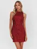 Ropa de mujer transfronteriza: vestido de fiesta escote redondo, sin mangas, tirantes finos, espalda descubierta, ajustado al cuerpo