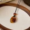 Collar de Cordón de Cera con Cuentas de Gota de Agua, Moda Retro Artística, Único y Sencillo, Cadena Versátil para Suéter, Joyería Elegante y de Alta Gama