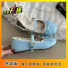 Sapatos Mary Jane com laço estilo francês para mulheres, combinados com uma saia, novo modelo da primavera de 2026, sapatos femininos de renda com sola macia e decote baixo
