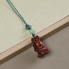 Talla de Madera de Sándalo Fu Conejo Tigre Zodiaco Lindo Dibujo Animado Madera Llavero Colgante para Hombres y Mujeres Colgante de Joyería