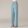 Pantalones Casuales Sueltos de Algodón Puro Color Sólido para el Hogar para Mujer Ropa de Exterior Primavera y Verano talla extra Pantalones Rectos para Mujer Pantalones de Pijama Cómodos y Transpirables