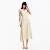 2026 Estilo Suave Francês Tendência Amarelo Sem Alças Sem Mangas Vestido Primavera e Verão Novo Ajuste Justo Solto Emagrecedor Vestido Floral