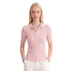 Camisa Polo de Punto Color Block Hecha a Medida para Mujer de Comercio Exterior Europeo y Americano, Top Delgado de Verano de Canalé de Tencel de Manga Corta