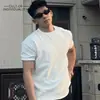 Estoque Pronta Entrega Solona Ombro Normal Mostra Músculo Gola Pequena Manga Curta Camiseta Masculina Verão Slim Fit Esportiva Camisa Manga Meia