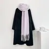 Cachecol de Lã Mohair Liso para Outono e Inverno para Mulheres, Estilo Coreano, Moderno, Versátil, Engrossado, Quente, Cachecol com Franjas, Xale para Mulheres, Atacado