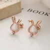 Lindos Aretes de Hilo de Piedra Ojo de Gato de Conejo para Mujer de Plata de Ley 925 Nueva Moda Clavo de Hélice Joyería de Oreja de Personalidad