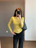 Una pieza para otoño e invierno~Suave, amigable con la piel, canalé fino, textura ligeramente transparente, hilo metálico, tejido de cuello redondo H091811