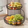 Bandeja de Frutas para Mesa de Centro da Sala de Estar, Cesta de Frutas Doméstica, Suporte de Armazenamento de Mesa, Bandeja Dupla Camada de Grande Capacidade para Frutas Secas e Lanches de Ano Novo