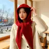 Pasamontañas de Estilo Otoño e Invierno Coreano para Mujer, Bufanda de Sombrero de Lana Cálida, Bufanda para el Cuello con Capucha de Una Pieza, Gorro Tejido de Moda