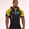 Camisa de Basquete Masculina com Capuz e Meio Zíper, Amiga da Pele, Secagem Rápida, Respirável, Elástica, Slim-Fit, Top Esportivo para Treinamento