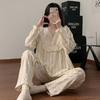Pijama Largo de Encaje para Mujer, Estilo Otoño Nuevo Transfronterizo, Cuello en V, Dulce y Fresco, Estilo Princesa, Algodón Nube