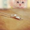 Colar de gato fofo tridimensional sólido com superfície fosca de prata 925 estilo coreano feminino colar de corrente de clavícula de gato