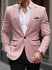 Blazer de Color Sólido de Botonadura Única Talla Europea para Primavera y Otoño Chaqueta de Traje Patchwork Ajustada Casual para Hombre Pieza Única para Hombre