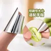 Herramienta de recolección de verduras de acero inoxidable, protector de dedo, guarda de dedo, funda para dedo, pelador de ajo, recolector de edamame, cuchillo para pulgar