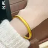 Tienda de Oro Mismo Estilo Arena Dorada Método Antiguo Herencia Sutra del Corazón Pulsera para Mujer Alta Retención de Color Artesanía Fina Anillo Liso Esmerilado Sólido Pulsera Venta al por Mayor