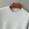 Suéter Fino de Manga Corta para Hombre 100% Lana Pura Cuello Redondo Camiseta de Punto Base para Jóvenes Ropa Interior Base Interior