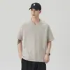 Camiseta Masculina Casual de Verão 2026, Manga Curta, Gola Polo, Nova Estampa, Solta e de Alta Qualidade