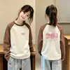 Camiseta base de doble cara con forro de forro polar para niñas, camiseta casual de manga larga para otoño e invierno para niños mayores, top cálido y suave