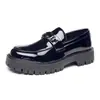 Zapatos de Vestir para Hombre de Talla Grande con Hebilla Metálica y Suela Gruesa, Calzado de Hombre 39-46, Color Gradiente Pulido, Zapatos de Plataforma de Charol para Hombre, Aumentadores de Altura