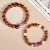 Pulsera de Madera de Amatista Multicolor de Segunda Generación DIY Diseño de Nicho para Mujer Pulsera Versátil Cuentas de Madera Cuentas de Oración Wenwan