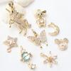 Pacote de 14K ouro micro incrustado acessórios de zircão floco de neve borboleta flor lua pingente diy colar brincos pingente material