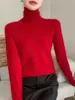Camiseta Base de Punto sin Costuras de Cuello Alto para Mujer, Modelo Nuevo 26, Capa Interior Cálida, Corte Ajustado, Engrosada, Cuello Alto Apilado, Suéter de Manga Larga para Otoño e Invierno