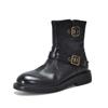 [Precio Promocional 240] Zapatos de Gama Alta, Hebilla de Cinturón de Piel de Vaca de Primera Capa Lavada al Agua, Botas de Montura, Botas de Motocicleta de Cuero Genuino