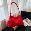 Bolso de Mano con Color Sólido Simple, Estilo Coreano, Elegante, para Viajes, 2026, Tejido, Gran Capacidad, Bolso Tote Cruzado
