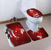 Alfombra de baño para muñeco de nieve de Navidad felpudo para puerta inodoro alfombrilla antideslizante de tres piezas alfombrilla de suelo deseos transfronterizos explosiones de Amazon
