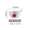 Tazón de una sola asa pintado a mano Huafu Tazón rojo de internet Tazón para ensalada de frutas Lindo tazón de postre para niña Tazón para hornear Tazón con asa para el hogar