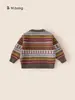 Roupa infantil Bangxuan outono vintage cardigã para meninos casual malha para bebês jaqueta para meninas blusa suéter infantil