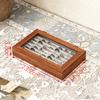 Joyero de franela de madera maciza, caja de almacenamiento para anillos, collares, pendientes, expositor de escritorio vintage