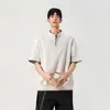 Camiseta de Manga Curta com Gola Henry Estilo Old Money para Homens e Mulheres Verão 2026 Marca Americana Tendência Pesada Versátil Camada Base Casual