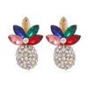 Verão Mori Pequeno Fresco Moda Totalmente Diamante Design de Nicho Criativo Cor Abacaxi Diamante Clipe de Orelha Brincos Femininos