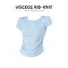Gola Redonda, Ombro Normal, Cintura Marcada, Camiseta de Manga Curta para Mulheres, Estilo Verão, Petite, Estilosa, Franzida, Slim Fit, Top Curto Vermelho