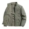 Chaqueta de trabajo para hombre, corte holgado, otoño/invierno, forrada de polar, cuello alto, reversible, estilo simple y casual, con múltiples bolsillos