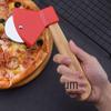 Faca de machado de aço inoxidável com cabo de madeira, tipo roda de pizza, utensílios de cozinha para assar, cortador de pizza de roda única